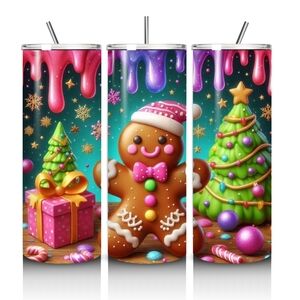 Festive Holiday Tumbler with Straw